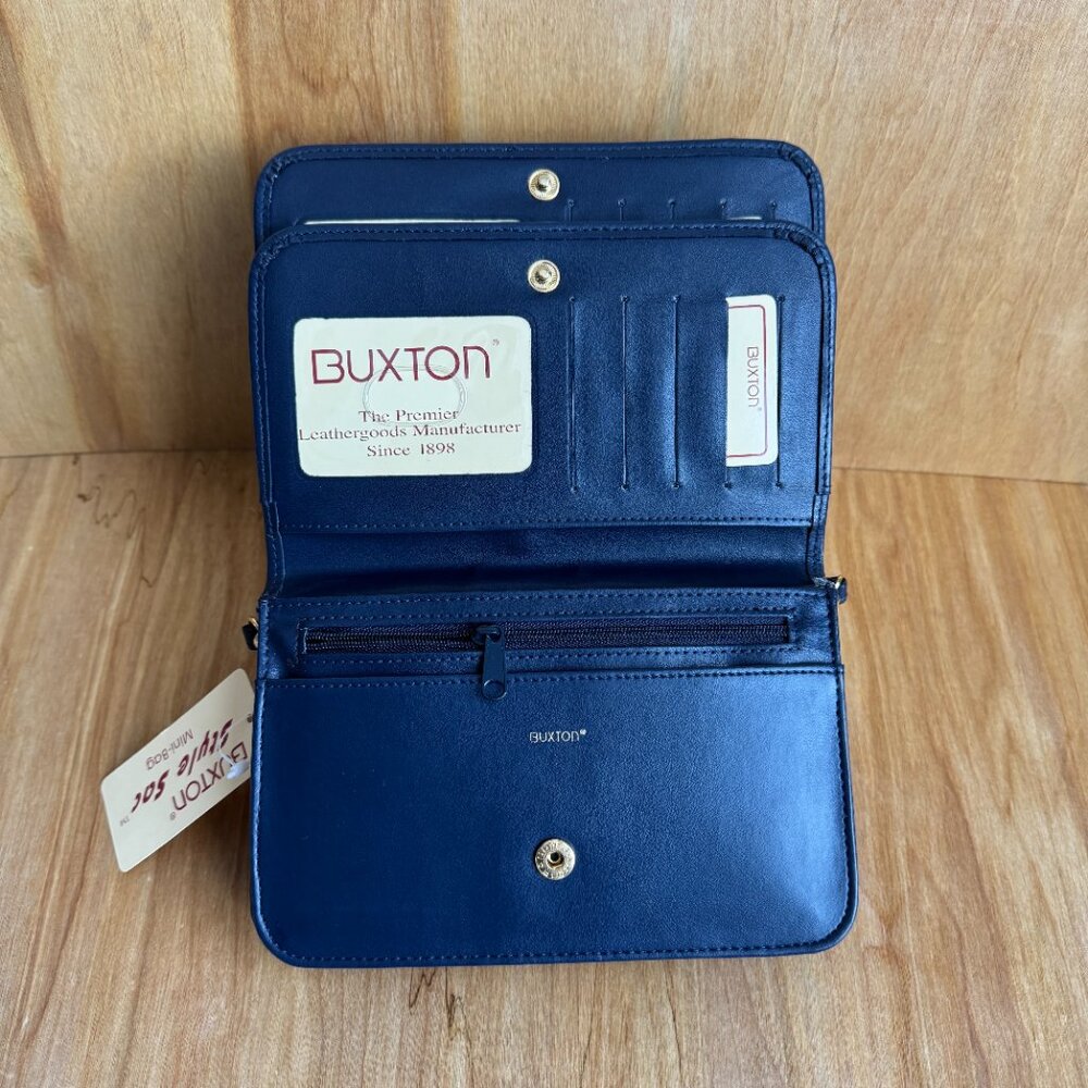 Buxton Mini Bag NWT Crossbody Navy Leather - Picture 12 of 16